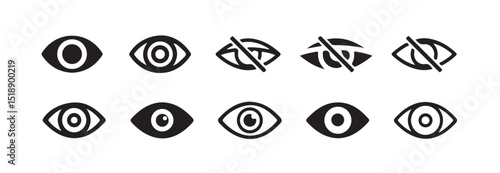 Eyes icon vector collection. Look and Vision icons. vision icon, see view icons - eyesight symbol - sight look sign. vector illustration eps 10.