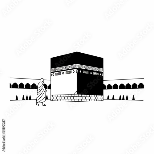 The Kaaba: A Minimalist Illustration of Islamic Pilgrimage