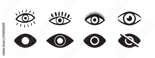 Simple eye icon. eyesight symbol.. Human eyes on white background. Sight symbol. Eyes related line icons. View and eye vector linear icon set.