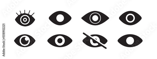 Simple eye icon. eyesight symbol.. Human eyes on white background. Sight symbol. Eyes related line icons. View and eye vector linear icon set.