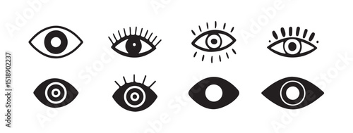Simple eye icon. eyesight symbol.. Human eyes on white background. Sight symbol. Eyes related line icons. View and eye vector linear icon set.