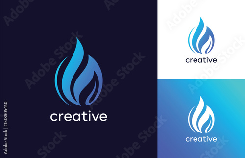 Best fire flame blue logo inspiration 