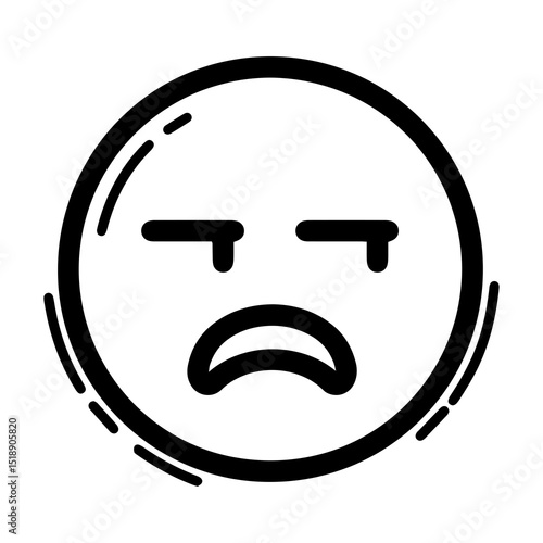 Slika na platnu Outline style drawing of a circular emoji giving a side eye, indicating skepticism, disapproval, or a questioning glance