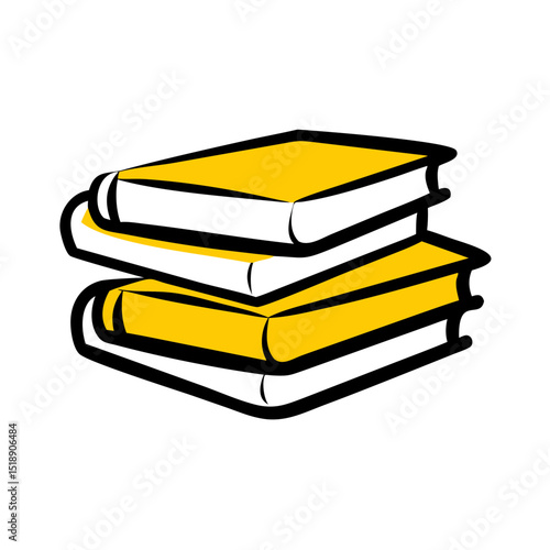Books vector art illustration, stack, A neat, colorful stack of hardcover books arranged in a slightly leaning pile