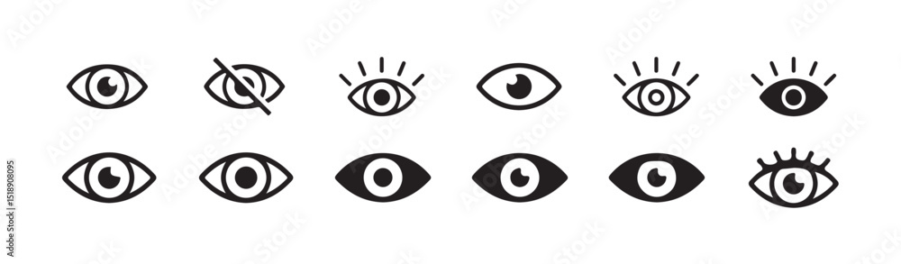 Eyes icon vector collection. Look and Vision icons.Human eye icons set. silhouette black. look, view, eye icon.Eyes open and closed Icons vectors. vector illustration eps 10. Eyes icon vector collection. Look and Vision icons.Human eye icons set. silhouette black. look, view, eye icon.Eyes open and closed Icons vectors. vector illustration eps 10.