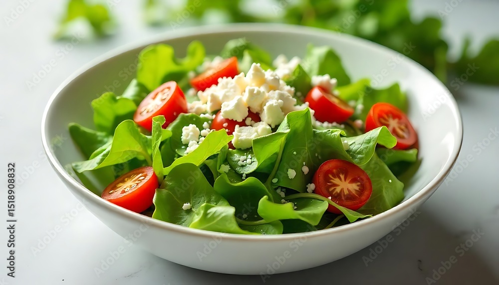 Fresh Green Salad with Cherry Tomatoes and Feta Cheese a healthy and delicious meal option perfect for a light lunch or dinner Fresh Green Salad with Cherry Tomatoes and Feta Cheese a healthy and delicious meal option perfect for a light lunch or dinner