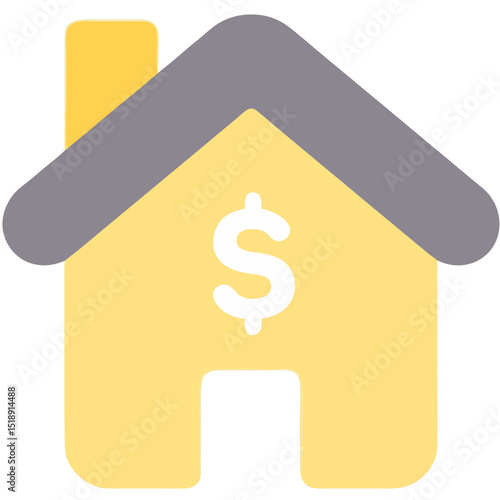 Simplified House Icon with Dollar Sign, Representing Real Estate Investment