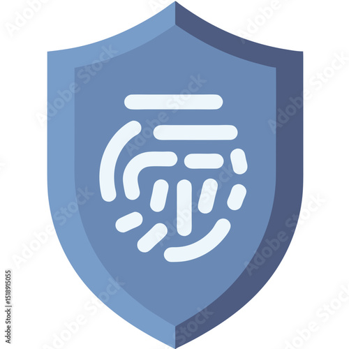 Stylized Blue Shield with White Fingerprint Icon for Security