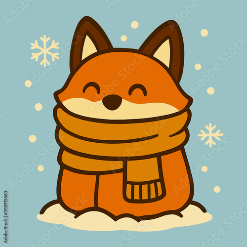 A fox wrapped in a huge scarf, barely visible.