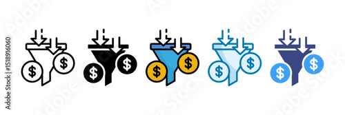 Sales Funnel Icon Set Multiple Style Collection