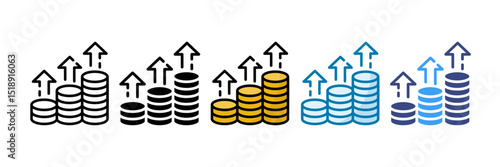 Revenue Increase Icon Set Multiple Style Collection