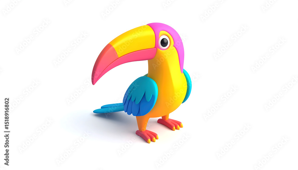 Fototapeta premium Cute isometric 3D of a Bright colors Hornbills
