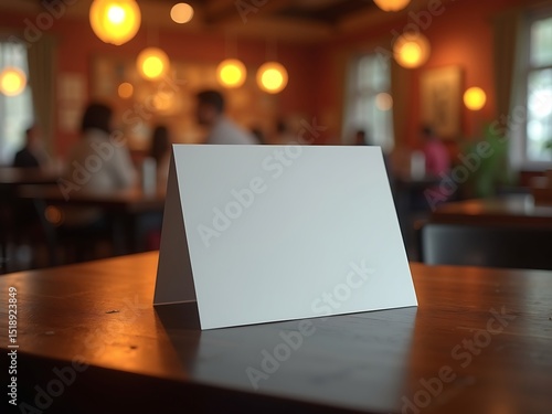 Wallpaper Mural Blank table tent card mockup in restaurant setting for menu advertising and promotion display design idea  Torontodigital.ca