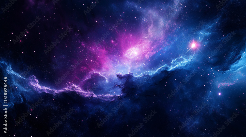 Cosmic cloudscape in vibrant pink and blue with glowing nebula and distant stars, ideal for sci-fi, astronomy, and digital space art. Cosmic cloudscape in vibrant pink and blue with glowing nebula and distant stars, ideal for sci-fi, astronomy, and digital space art.