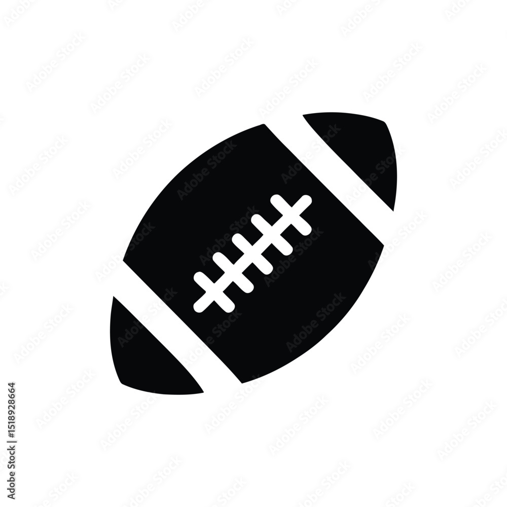 American Football Ball Black and White Simple Icon Isolated on White Background American Football Ball Black and White Simple Icon Isolated on White Background