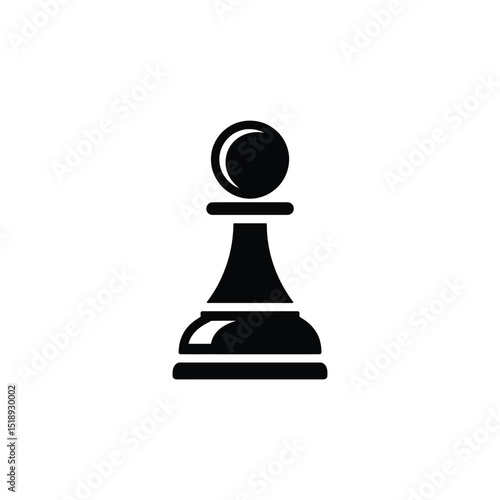 Black and White Illustration of Chess Pawn Piece on Isolated Background