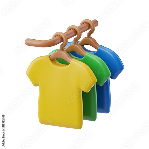 3d clothes laundry icon isolated on transparent background. Png