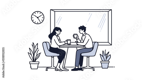Casual Coffee Break Two Colleagues Enjoying a Drink Together