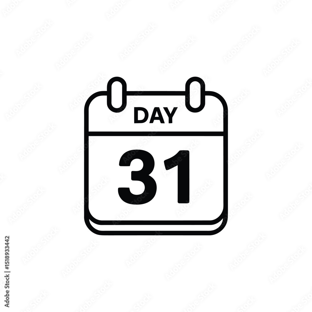 Calendar Icon Showing Day 31, Date Reminder, Appointment Scheduling, Symbol Calendar Icon Showing Day 31, Date Reminder, Appointment Scheduling, Symbol