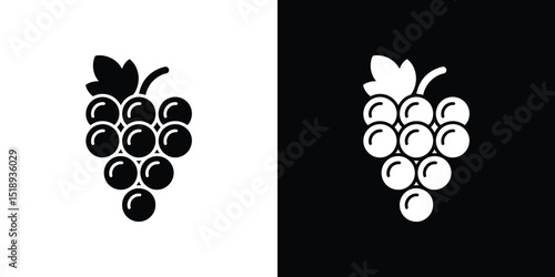 Simple Black and White Grape Icon on Split Background Design