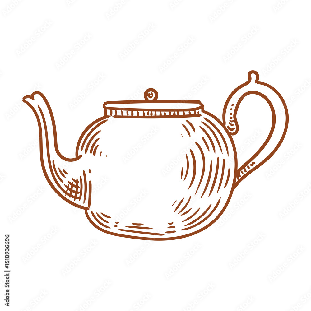 Illustration of an antique teapot, hand-drawn in ink. Original teapot drawings. Line art. Illustration of an antique teapot, hand-drawn in ink. Original teapot drawings. Line art.
