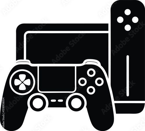 Gameing console black silhouette vector for gamers | Premium AI-generated vector
