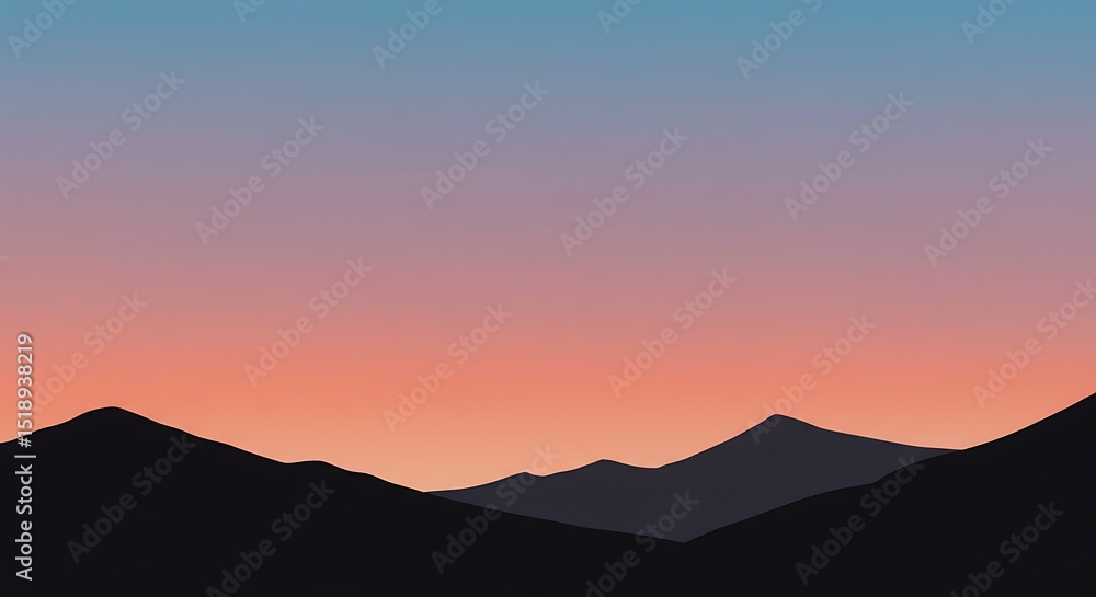 Obraz premium Serene Sunset Landscape featuring Silhouetted Mountains against a Pastel Sky