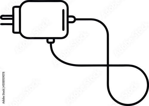 Black Linear Style Usb Charger Icon.