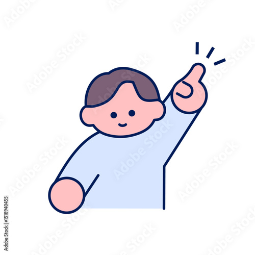 シンプルポップ/右上を指す男性