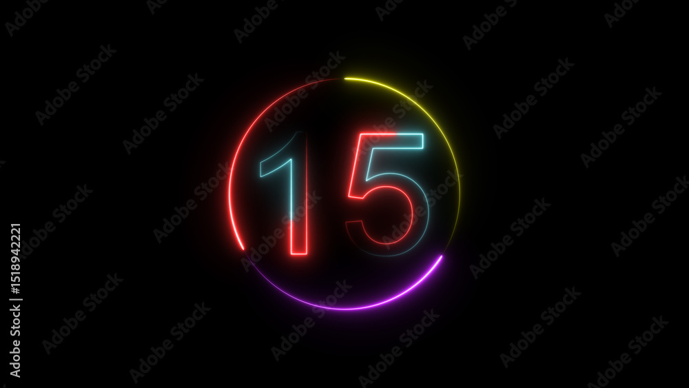 Dynamic circular and glowing neon number 15 illustration . on a black background. and creating a stunning 4k illustration . Dynamic circular and glowing neon number 15 illustration . on a black background. and creating a stunning 4k illustration .