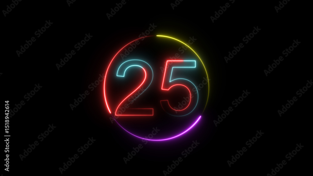 Dynamic circular and glowing neon number 25 illustration . on a black background. and creating a stunning 4k illustration . Dynamic circular and glowing neon number 25 illustration . on a black background. and creating a stunning 4k illustration .