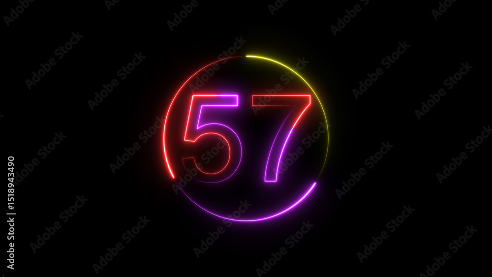 Dynamic circular and glowing neon number 57 illustration . on a black background. and creating a stunning 4k illustration . Dynamic circular and glowing neon number 57 illustration . on a black background. and creating a stunning 4k illustration .