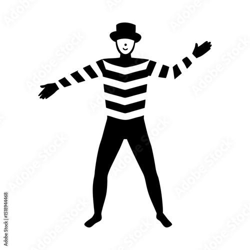 Mime artist performing silent comedy show silhouette