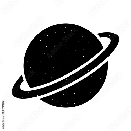 Celestial body with rings vector graphic silhouette