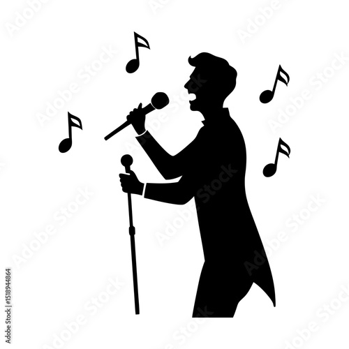 Singer performing with microphone silhouette