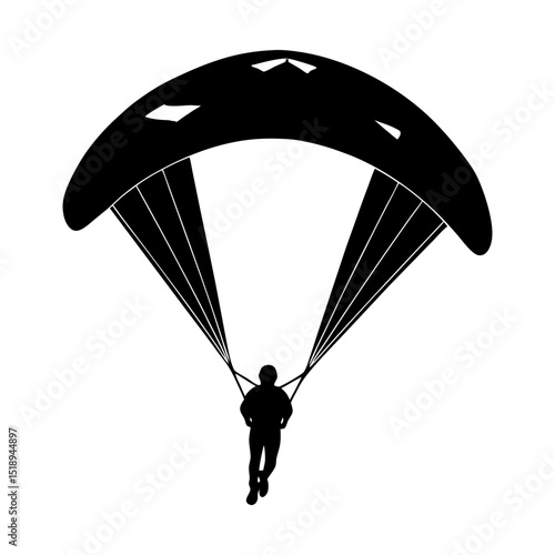Person skydiving with parachute graphic art silhouette