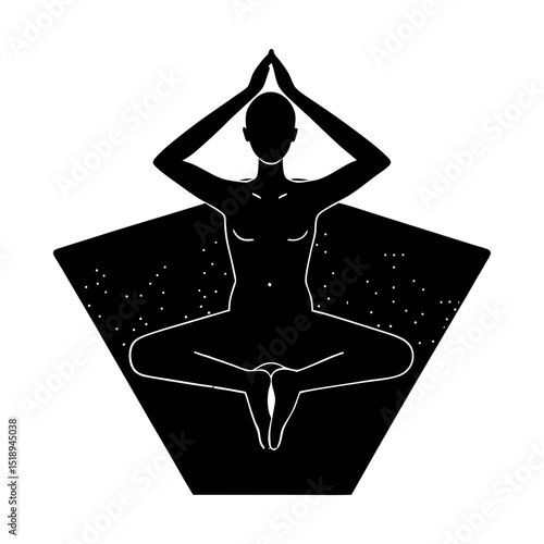Yoga pose silhouette meditation wellness art