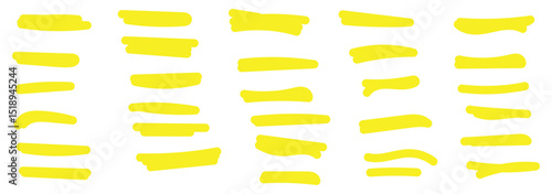 Set of black hand drawn marker pen stroke line transparent background design
