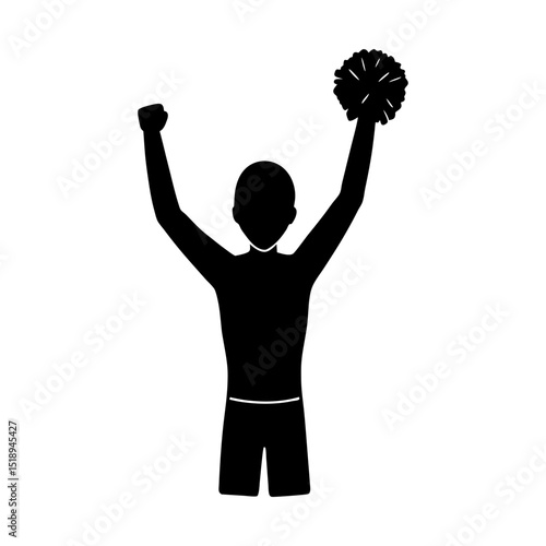 Cheerleading silhouette with pom pom vector