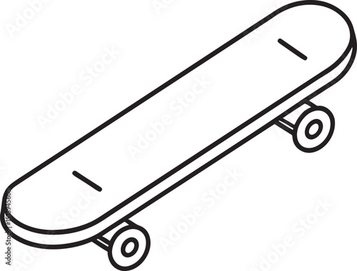 Skateboard silhouette isometric view isolated on white background