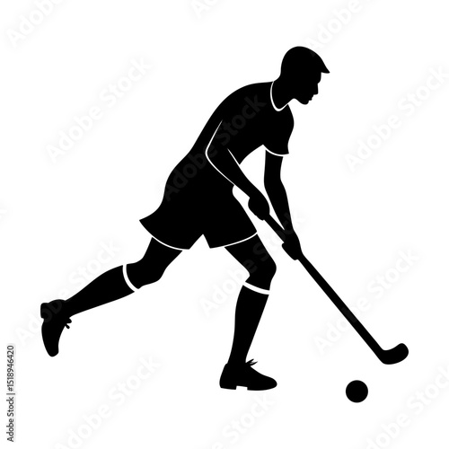 Field hockey player silhouette in action