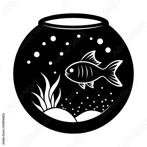 Aquarium pet fish bowl aquatic life icon silhouette