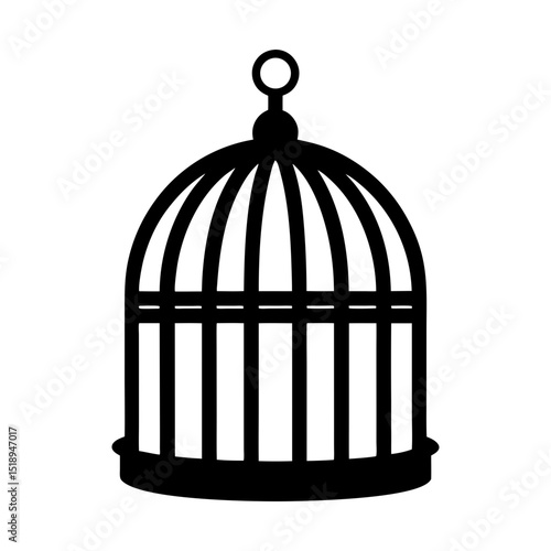 Vintage style decorative birdcage vector silhouette