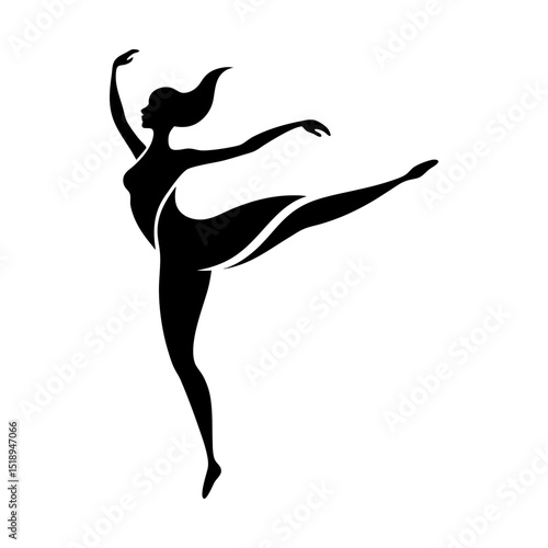 Elegant ballerina silhouette vector graphic