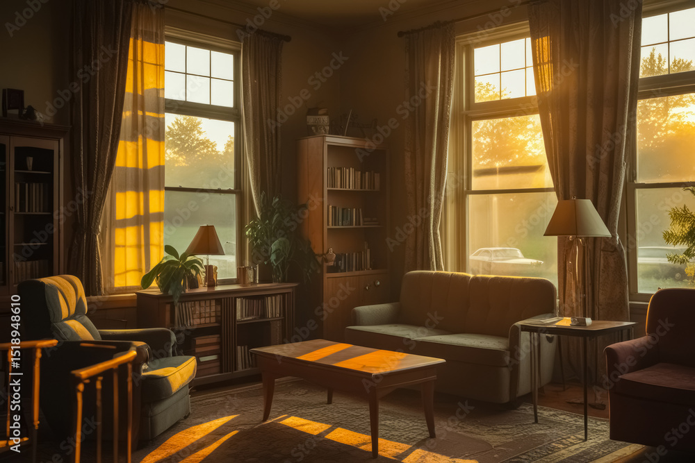 Fototapeta premium Warm Light in a 1997 Living Room