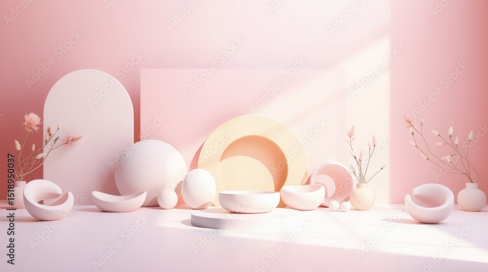 Fototapeta premium Minimalist Still Life with Soft Pink Tones