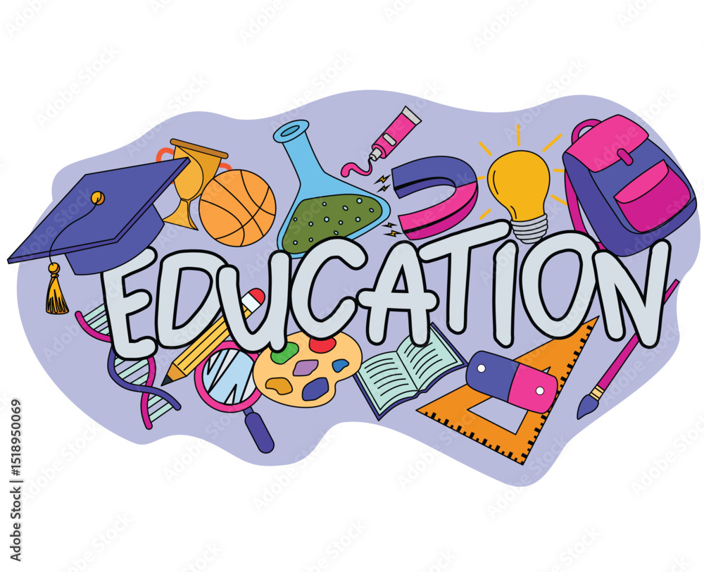 Fototapeta premium education background with education elements. back to school illustration. education illustration. education supplies icon