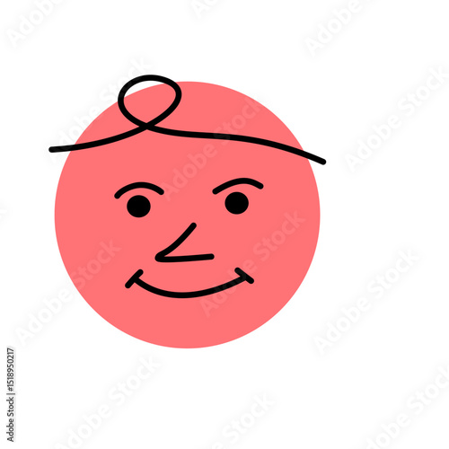 Simple Face. Happy Doodle Smile Vector, cartoon emoticon