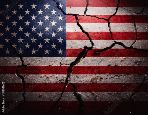 usa flag cracked floor