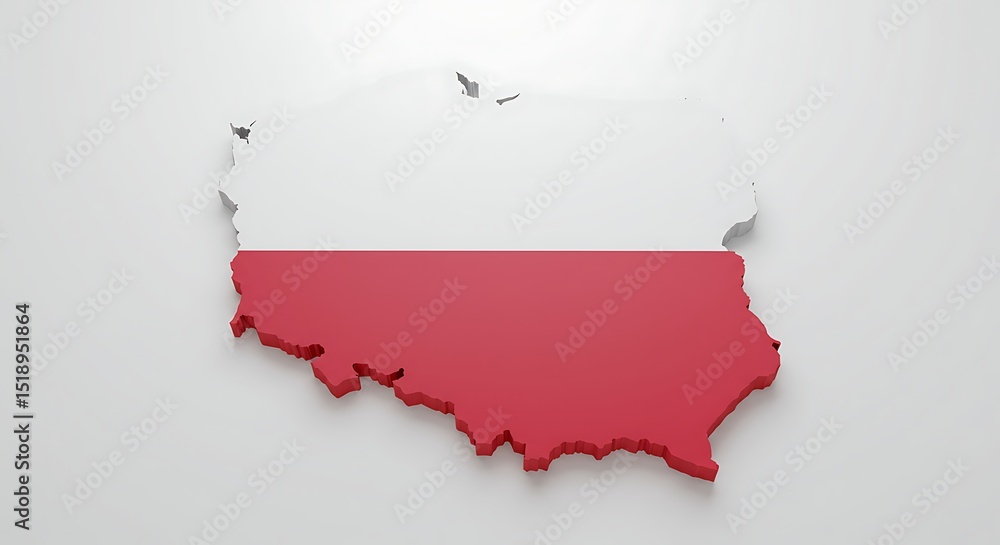 Fototapeta premium 3D Map of Poland Exploring the Country's Geography and Flag